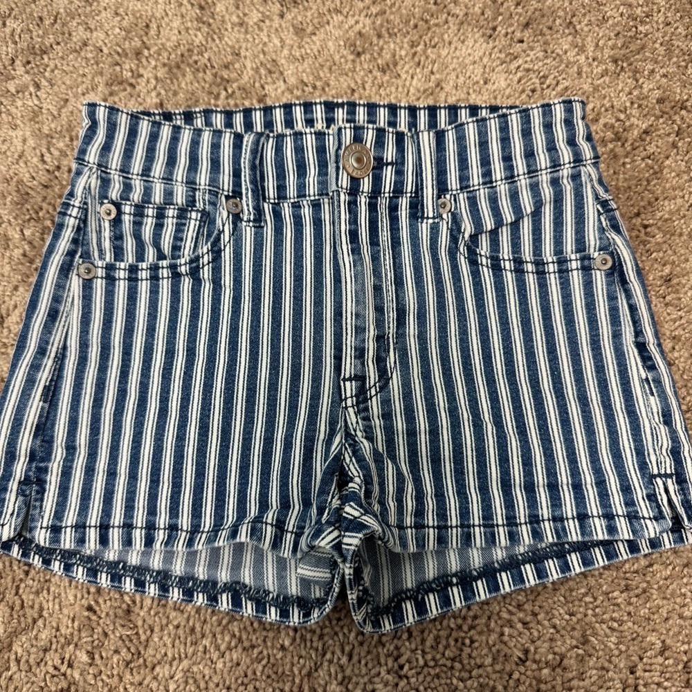 American Eagle Outfitters Blue Striped Jean Shorts